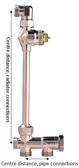 EC010104 - Radiator connection combination with valve and bottom block