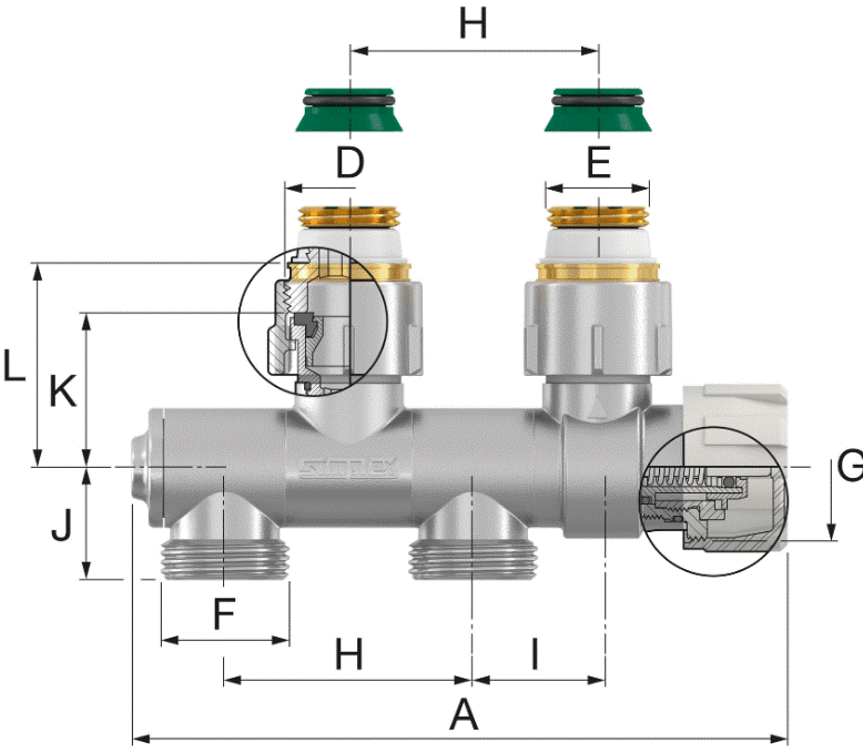 EC010104 - Radiator connection combination with valve and bottom block